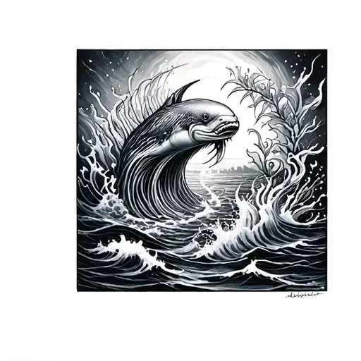 ocean themed thigh sleeve tattoo design tattoo design idea