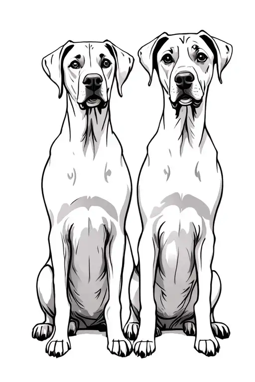 research in animal welfare, featuring two Rhodesian Ridgeback dogs sitting with their distinctive ridge tattoo design idea