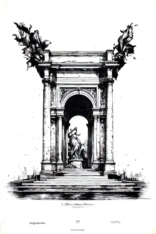 tattoo related to Italy history monument with fine lines tattoo design idea