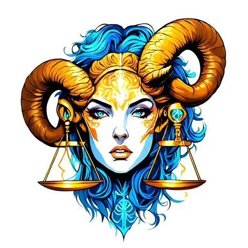 aries and libra combined together tattoo design idea