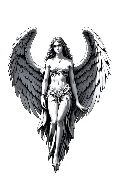 seraphim angel with six wings tattoo design idea