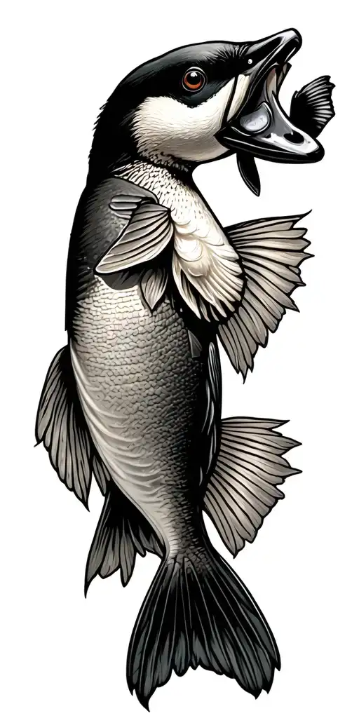 outdoors bass fishing duck hunting tattoo design idea