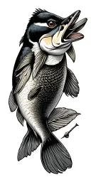 outdoors bass fishing duck hunting tattoo design idea