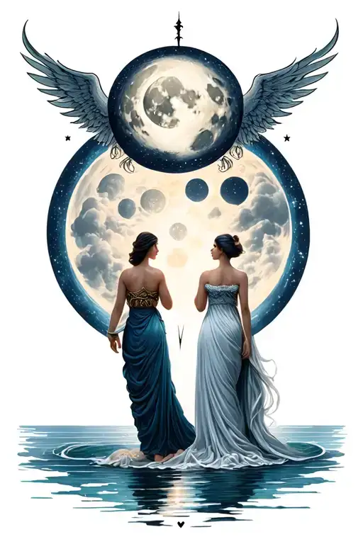 I love mythology designs. My sexual identity is different and I can add it, I love the moon cycle tattoo design idea
