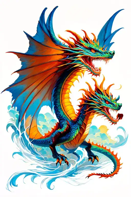 Dragon flying tattoo design idea