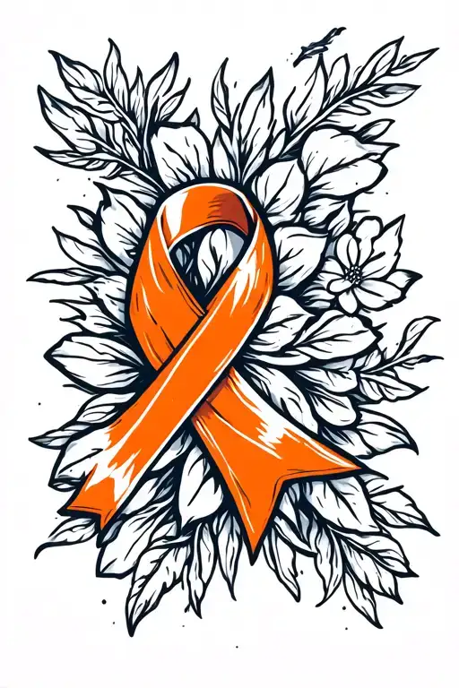 orange ribbon for kidney cancer ribbon tattoo design idea