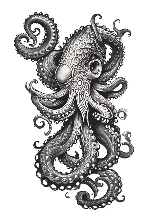 Kraken octopus in a viking norse mythology style symbolizing the 9 realms  tattoo design idea