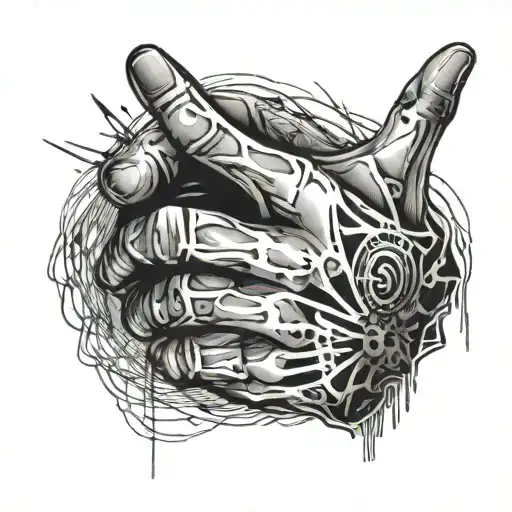 ripped open hand with bio code spilling out tattoo design idea