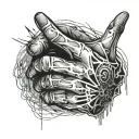 ripped open hand with bio code spilling out tattoo design idea