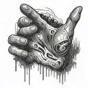 ripped open hand with bio code spilling out tattoo design idea