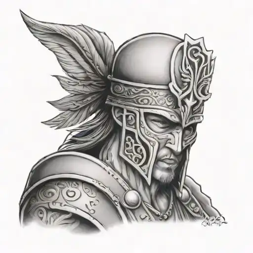 A warrior wounded but still alive half dead tattoo design idea