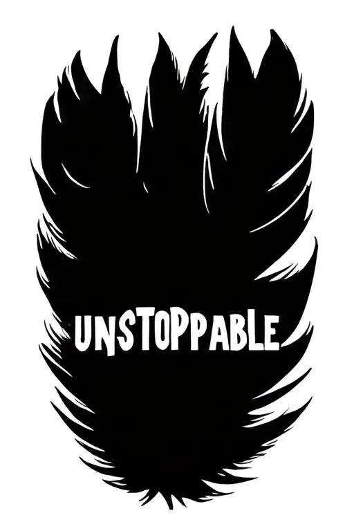 unstoppable sign with feather tattoo design idea