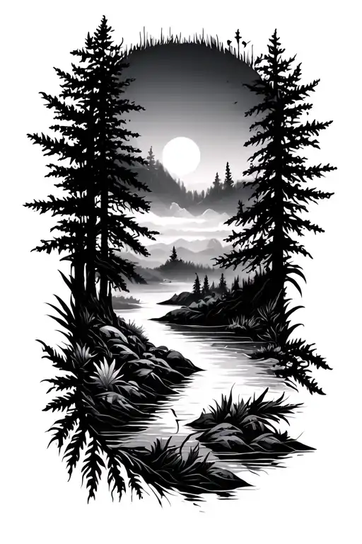 abstract outdoorsy nature designs tattoo design idea