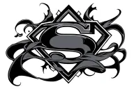 superman logo intertwined with patterns around tattoo design idea