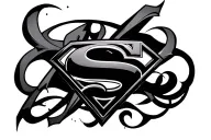 superman logo intertwined with patterns around tattoo design idea
