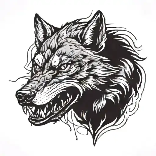 Angry Wolf tattoo design idea
