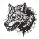 Angry Wolf tattoo design idea