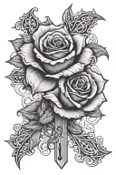 christian cross wrapped in a rose with the number 2010 in roman numerals tattoo design idea