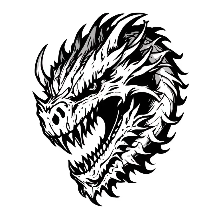 "Dragon Clan" dragon skull tattoo design idea
