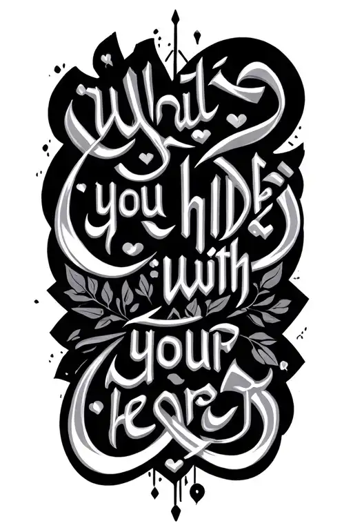 "What you hide with your heart " Persian Arabic calligraphy style tattoo design idea