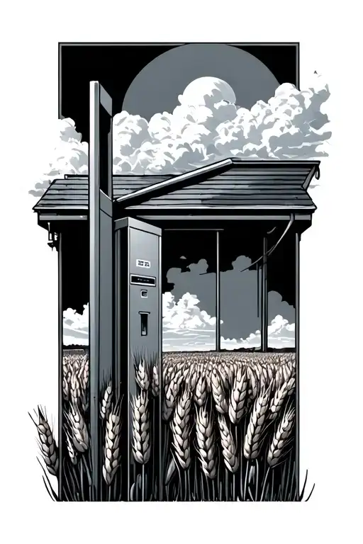 elevator annex coming up from a wheat field tattoo design idea