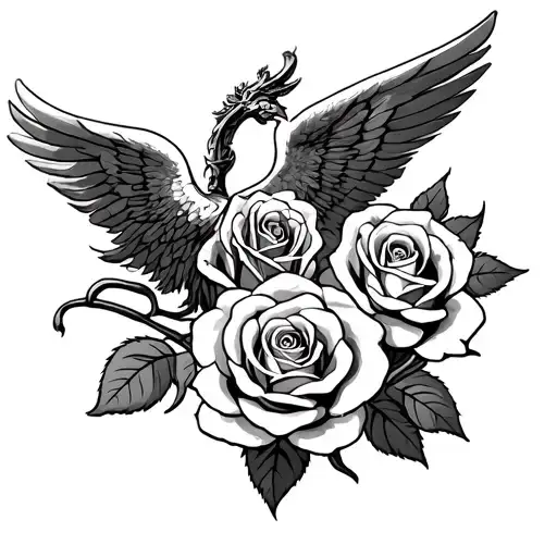 Newcastle st michael with roses intertwined tattoo design idea