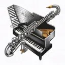 music piano keys saxophone tape tattoo design idea