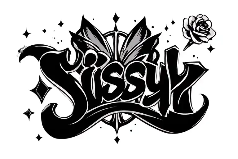 the word sissy with some design around it  tattoo design idea