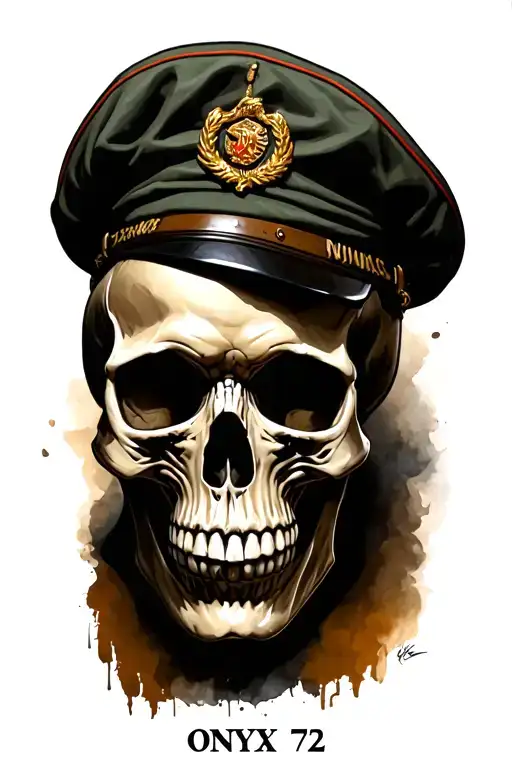 "onyx 72" "onyx 72" skull with military beret tattoo design idea