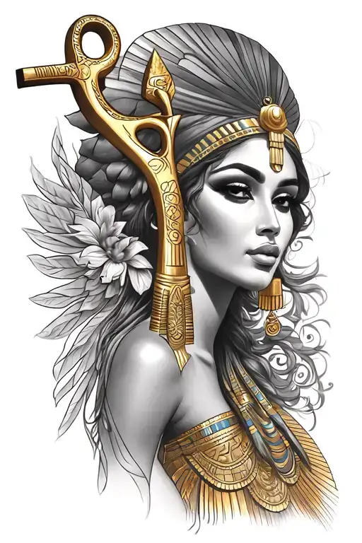 oshun and ankh symbol tattoo design idea