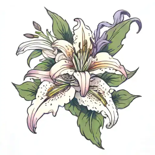 lily flower purple flowers tattoo design idea