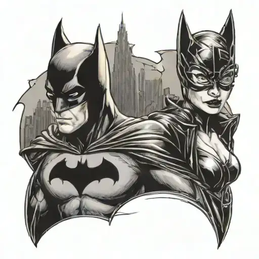 Batman and Catwoman from the last movie, the two in romance tattoo design idea