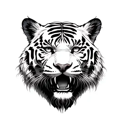 labyrinth with a white tiger  i will come out of thar stronger in a gothic style tattoo design idea