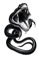 snake open mouth tattoo design idea