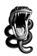 snake open mouth tattoo design idea