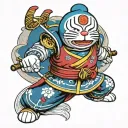 doraemon samurai warrior tattoo design idea