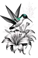 lily and hummingbird  tattoo design idea