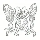 two gay man with butterfly wings symbol of  coming out make it keith haring style, sexual, cutesy, lovers tattoo design idea