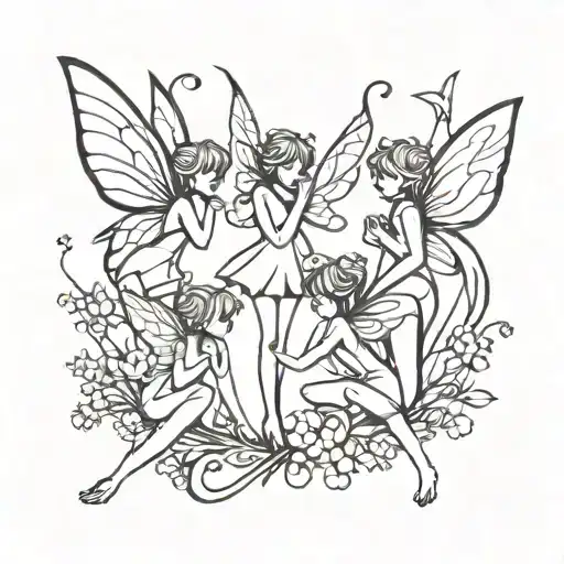 tiny fairies tattoo design idea
