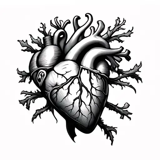 piede bio mechanical heart tattoo design idea