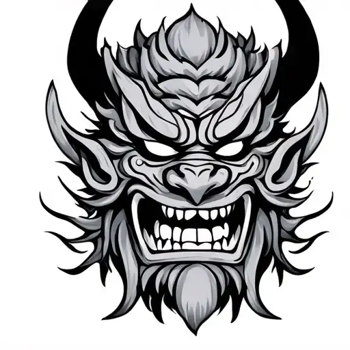 japanese oni mask tattoo design idea