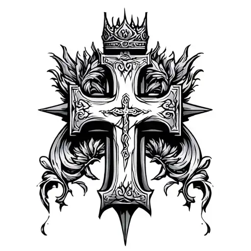 king of the cross, blessed not lucky tattoo design idea