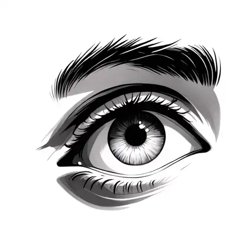 Eye without eyebrows tattoo design idea