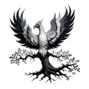 tree of life with Phoenix on top of it  tattoo design idea