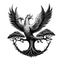 tree of life with Phoenix on top of it  tattoo design idea