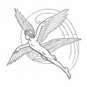 Icarus flying above or towards the sun and his fall below memento vivere tattoo design idea