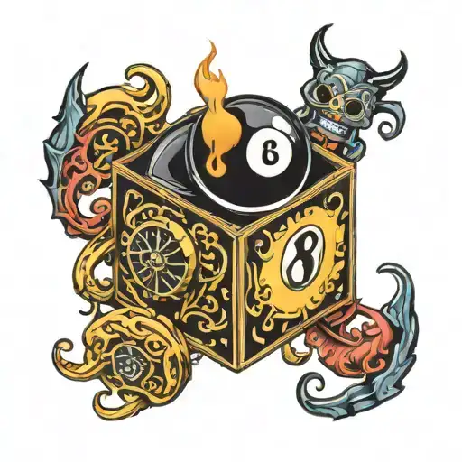 eight ball kugel tattoo design idea