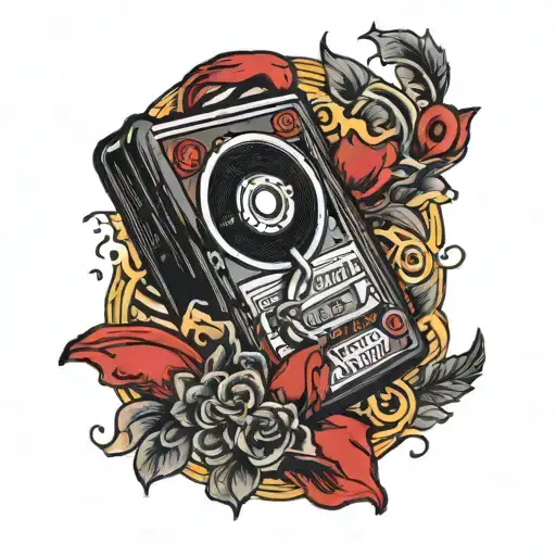 midnight memories with red cassette tape tattoo design idea