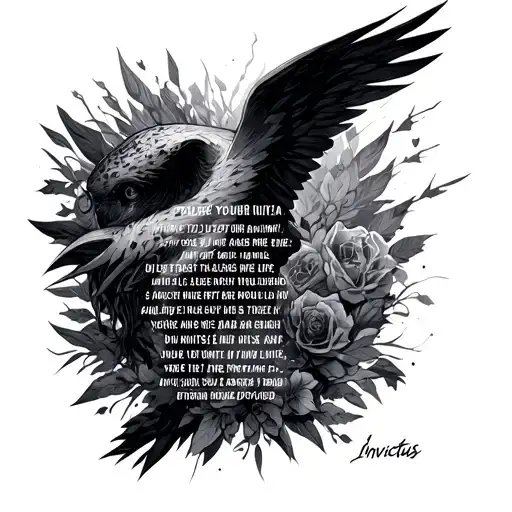 invictus poem integrated with pushing past your limits  tattoo design idea
