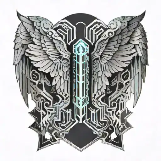 tombstone angel wings tattoo design idea